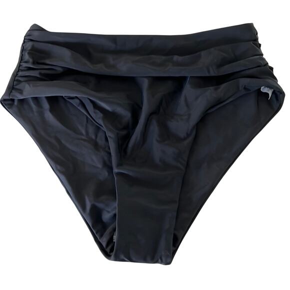 Zaful Black 2 Piece High Waist Swimsuit Bikini NWT Woman Size Medium Snap Front - Picture 4 of 11